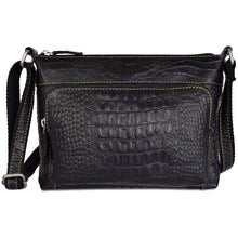 Load image into Gallery viewer, Jack Georges Hornback Croco Mini City Crossbody - Frontside Black
