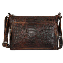 Load image into Gallery viewer, Jack Georges Hornback Croco Mini City Crossbody - Frontside Brown
