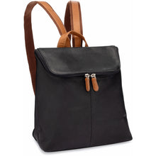 Load image into Gallery viewer, LeDonne Leather Accent Women&#39;s Backpack - Frontside Black
