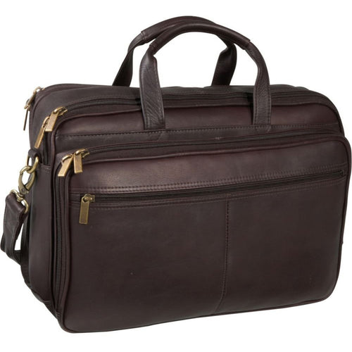 LeDonne Leather Dual Compartment Laptop Briefcase - Frontside  Cafe