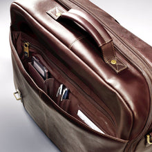Load image into Gallery viewer, Samsonite Leather Business Cases Flapover Case Dbl Gusset - Lexington Luggage

