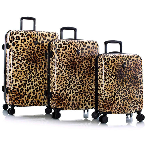 Heys Brown Leopard Fashion Spinner 3pc Set - Frontside Brown Leopard