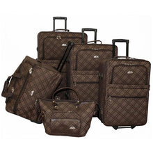 Load image into Gallery viewer, American Flyer Pemberly Buckles 5-Piece Luggage Set - Full Set Chocolate 
