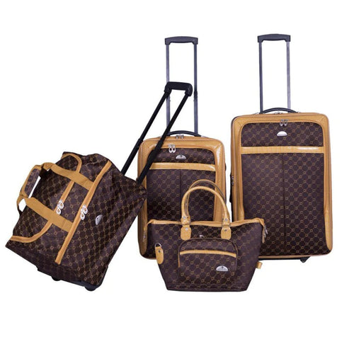 American Flyer Signature 4-Piece Luggage Set - Full Set Chocolate Gold