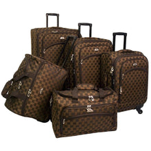 Load image into Gallery viewer, American Flyer Madrid 5-Piece Spinner Luggage Set - Full Set Brown

