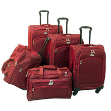 Load image into Gallery viewer, American Flyer Madrid 5-Piece Spinner Luggage Set - Full Set Red
