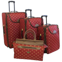 Load image into Gallery viewer, American Flyer Lyon 4-Piece Luggage Set - Full Set Red
