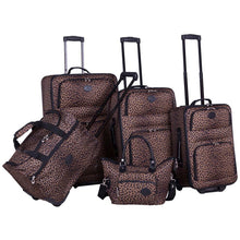 Load image into Gallery viewer, American Flyer Animal Print 5-Piece Luggage Set - Full Set
