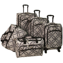 Load image into Gallery viewer, American Flyer Silver Clover 5-Piece Spinner Luggage Set - Full Set
