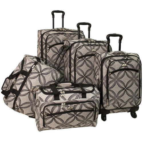 American Flyer Silver Clover 5-Piece Spinner Luggage Set - Full Set