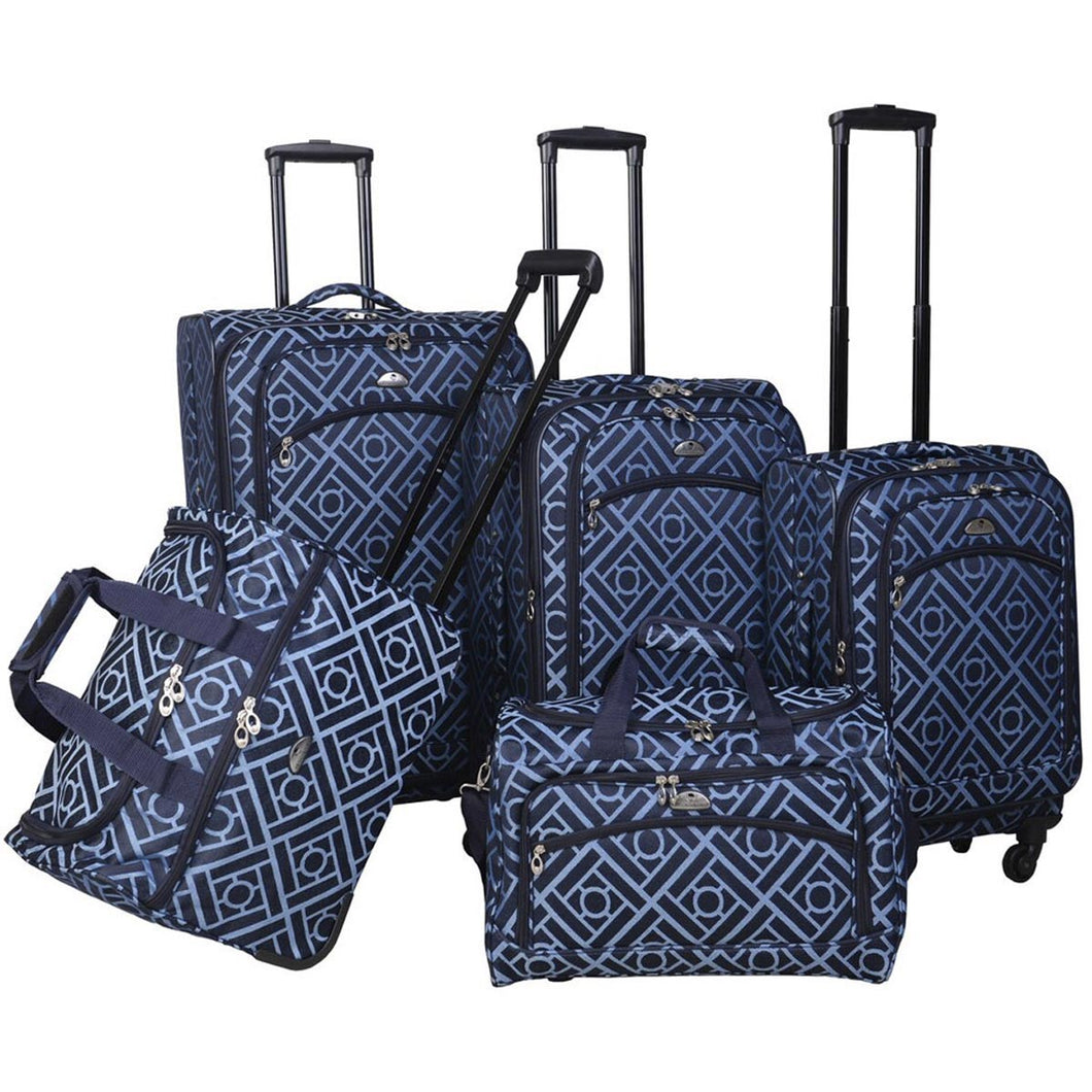 American Flyer Astor Collection 5-Piece Spinner Luggage Set - Full Set blue