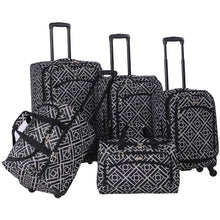 Load image into Gallery viewer, American Flyer Astor Collection 5-Piece Spinner Luggage Set - Full Set Black &amp; White

