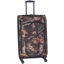 Load image into Gallery viewer, American Flyer Camo Green 5-Piece Spinner Luggage Set - Frontside Large Upright 
