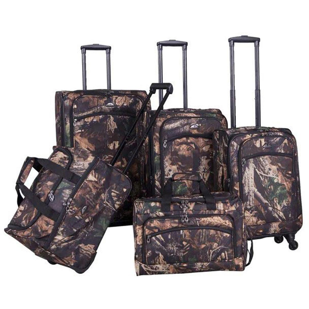 American Flyer Camo Green 5-Piece Spinner Luggage Set - Full Set