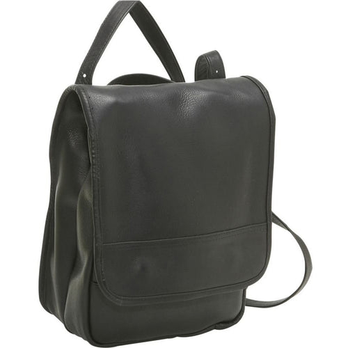 LeDonne Leather Convertible Backpack/Shoulder Bag - Frontside Black