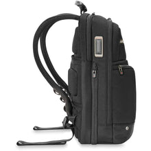 Load image into Gallery viewer, Briggs &amp; Riley Slim Expandable Backpack - side profile view
