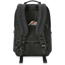 Load image into Gallery viewer, Briggs &amp; Riley HTA Medium Wide Mouth Backpack - rear stash pocket
