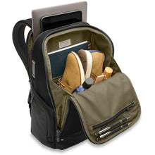Load image into Gallery viewer, Briggs &amp; Riley HTA Medium Wide Mouth Backpack - large main opening
