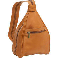 Load image into Gallery viewer, LeDonne Leather Ladies Sling Backpack - Frontside Tan
