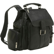 Load image into Gallery viewer, LeDonne Leather Classic Multi Pocket Backpack - Frontside Black
