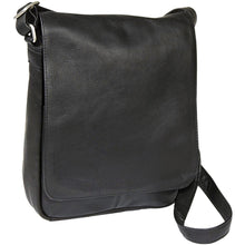 Load image into Gallery viewer, Ledonne Leather Vertical Flap Over Shoulder Bag - Frontside Black
