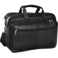 Load image into Gallery viewer, LeDonne Leather Dual Compartment Laptop Briefcase - Frontside Black
