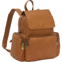 Load image into Gallery viewer, LeDonne Leather Womens Multi Pocket Backpack - Frontside Tan
