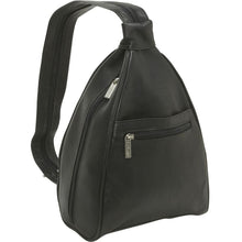Load image into Gallery viewer, LeDonne Leather Ladies Sling Backpack - Frontside Black
