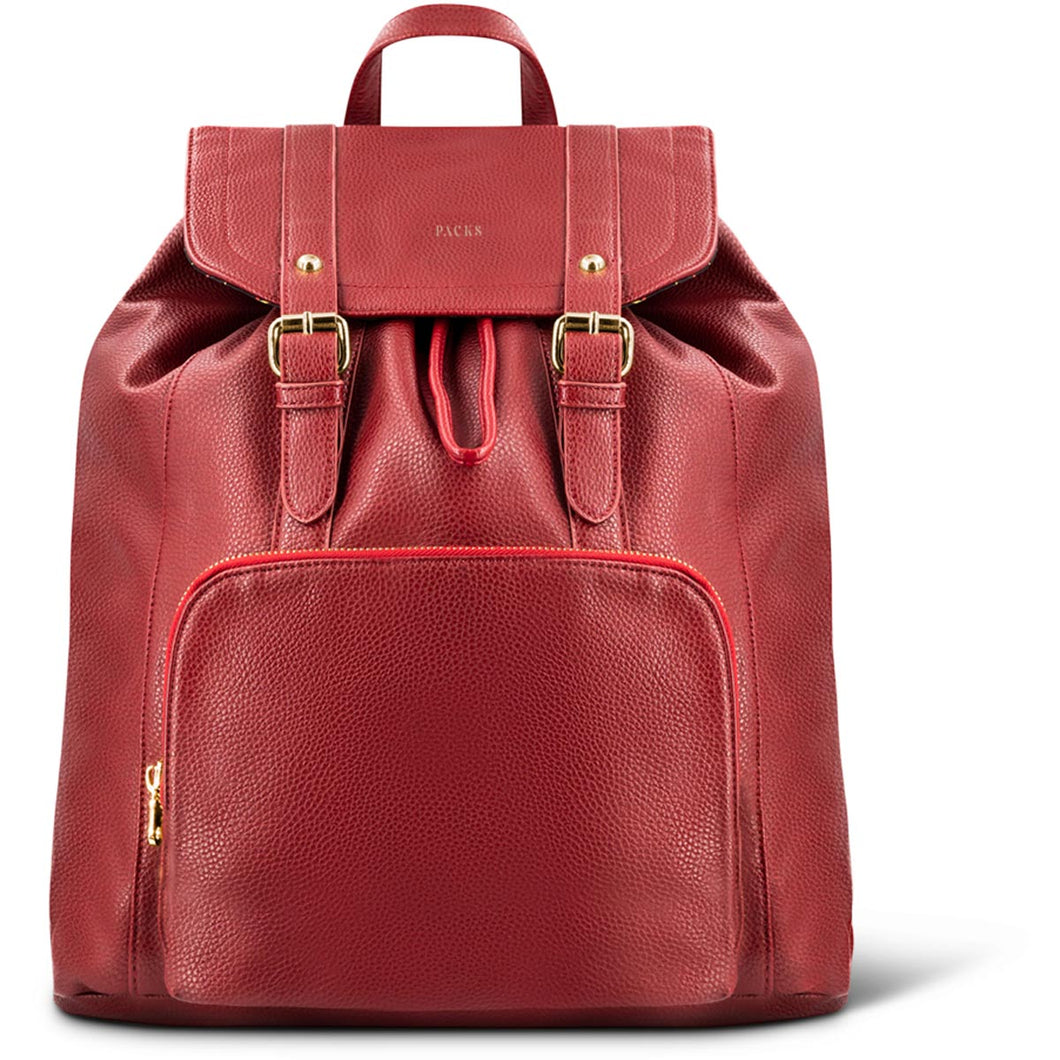 Packs Travel Camden Backpack red with gold zippers
