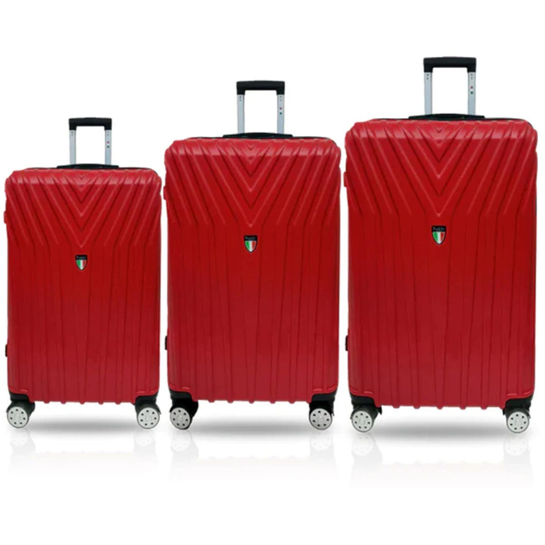 Tucci Bordo TO323 ABS 3pc Luggage Set - Red
