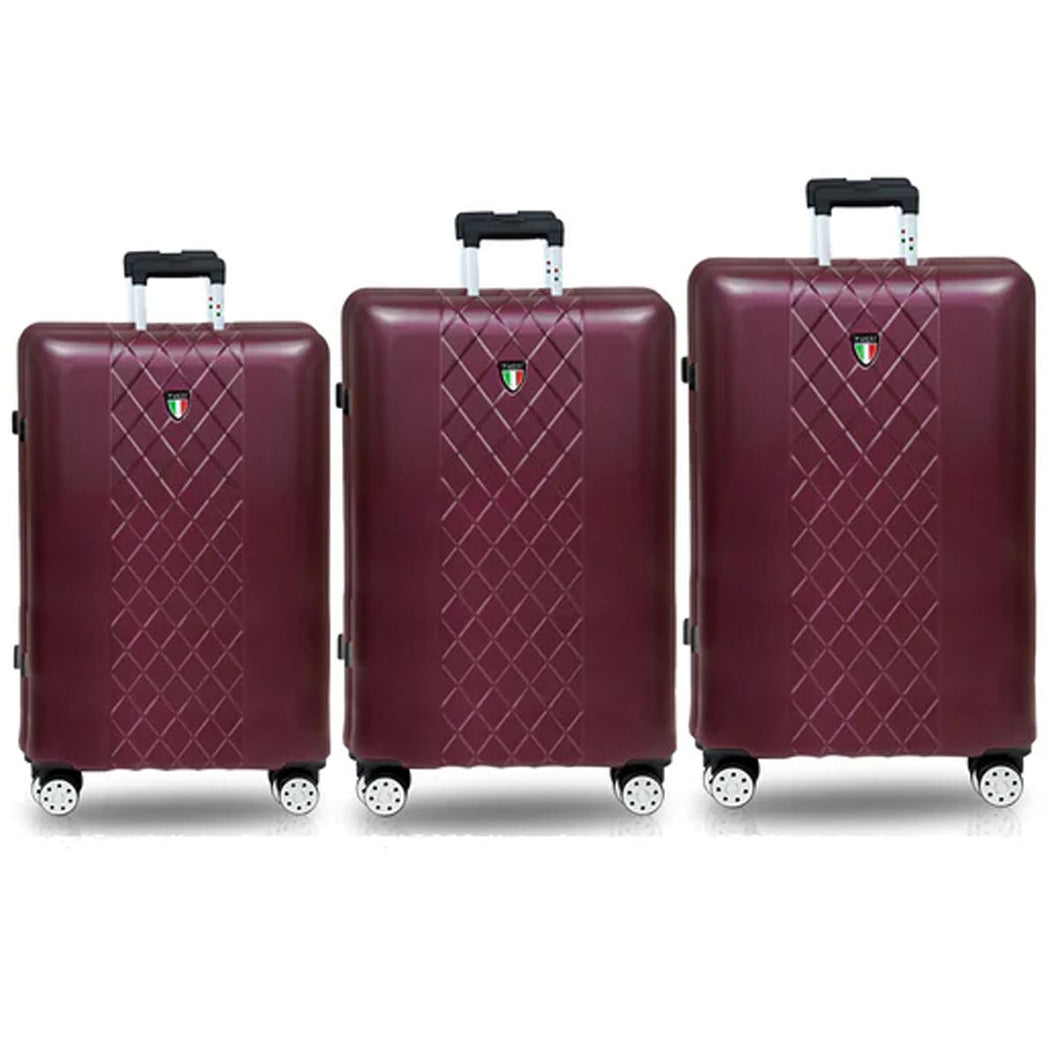 Tucci Borsetta T0330 ABS 3pc Luggage Set - maroon
