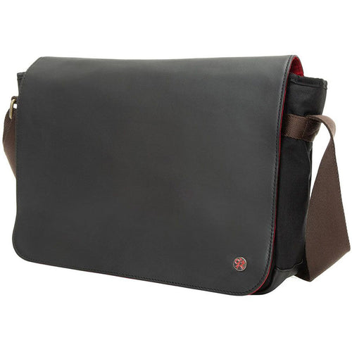 Manhattan Portage Waxed Nylon Sheridan Shoulder Bag (L) w/Back Zipper - Black Frontside