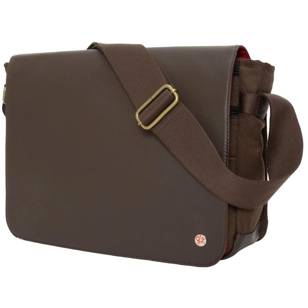 Manhattan Portage Waxed Nylon Sheridan Shoulder Bag (L) w/Back Zipper - Brown Frontview